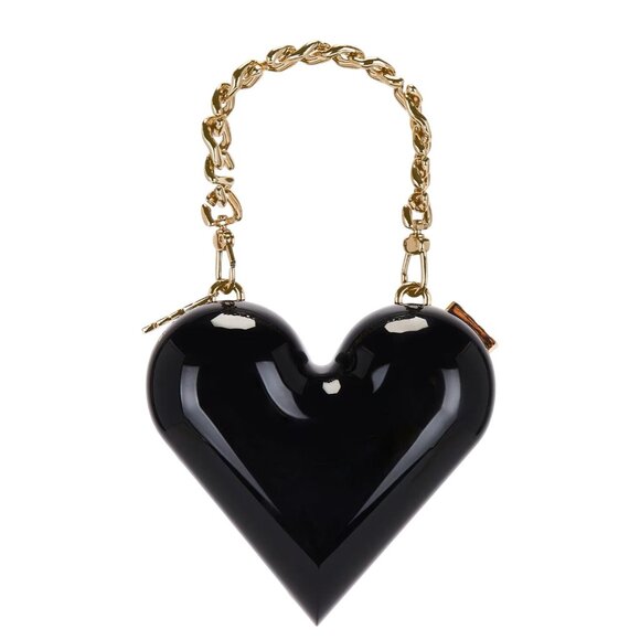 GCDS Heart Bag in Black New with Box Womens Gold Chain Mini Purse - Picture 3 of 14